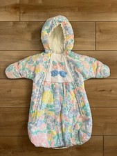Vtg Kid Warmers Baby Infant Insulated Bunting Snowsuit One Piece Pastel Floral