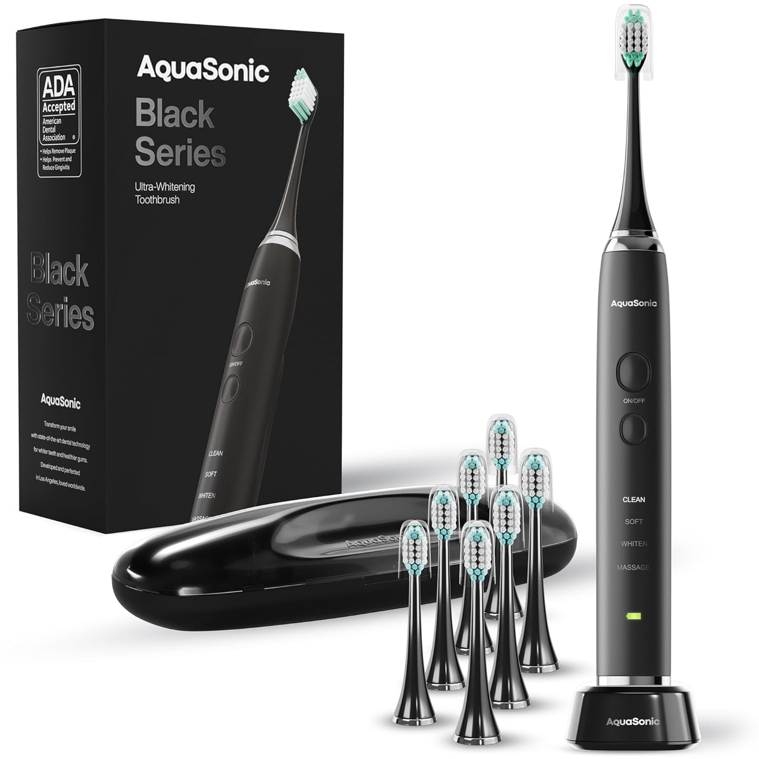 Aquasonic Black Series Ultra Whitening Toothbrush – ADA Accepted Electric Toothb
