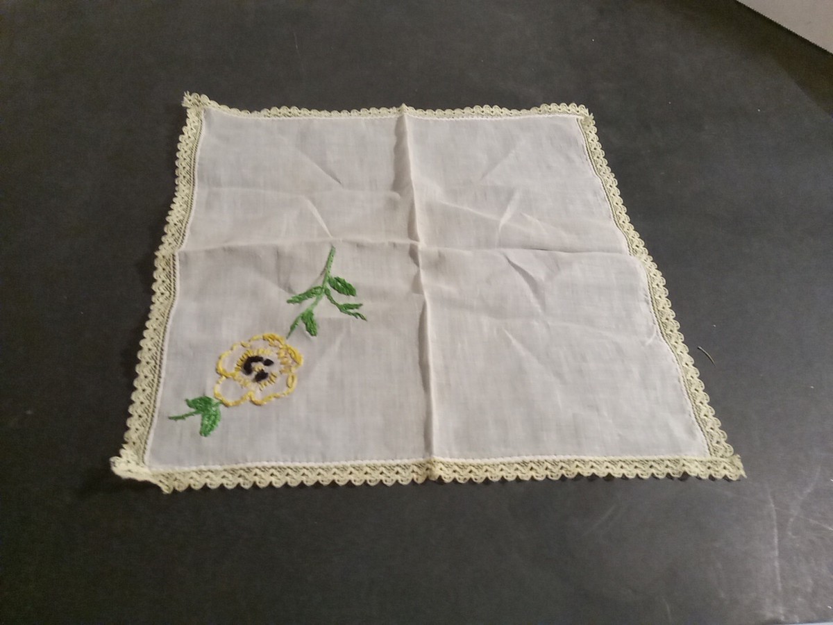 小物 1900s Hand Embroidery Handkerchief Antique 1800's Silk Hankie/handkerchief - Hand Embroidery on