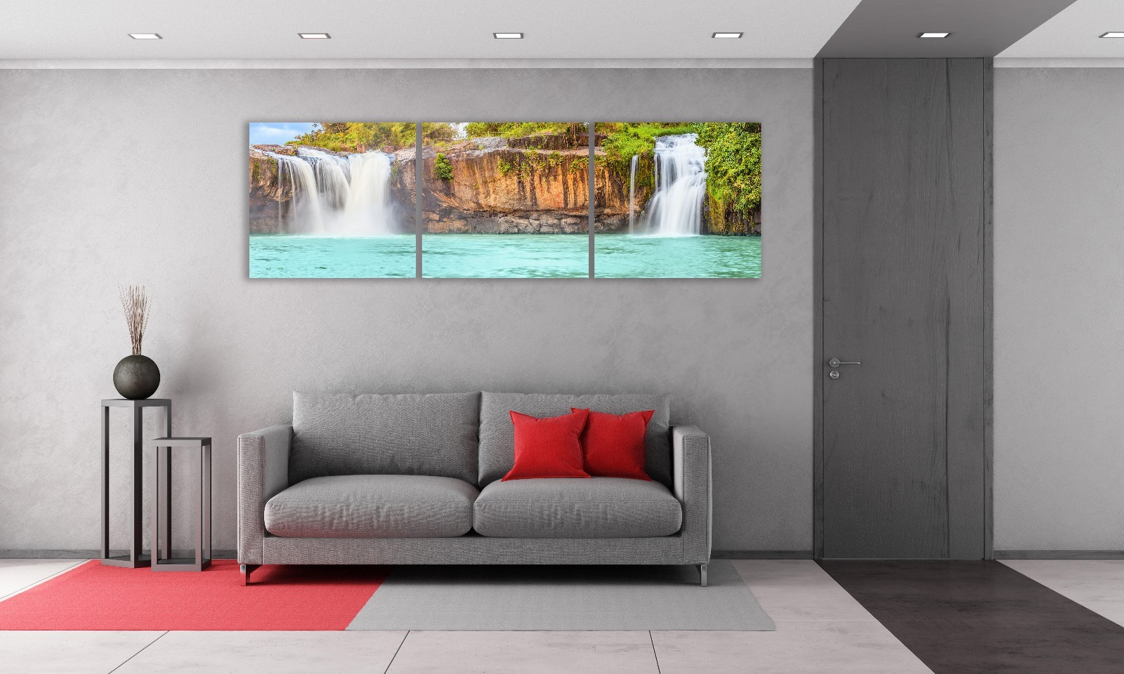 Tropical Island Waterfall Panoramic Picture Canvas Print Home Decor Wall Art