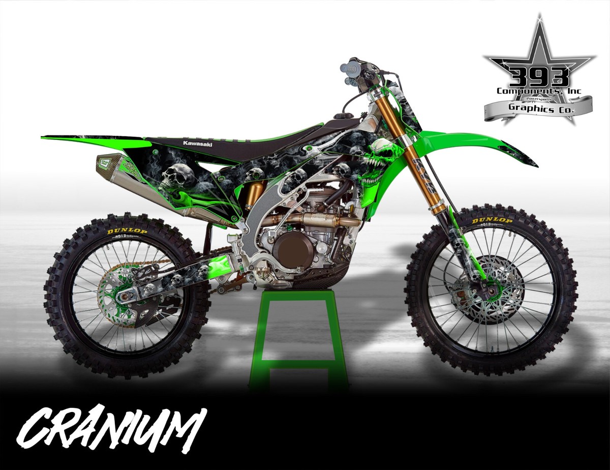 KX450F Kawasaki Skull Flame Graphics Kit 2016 - 2018 Team Racing