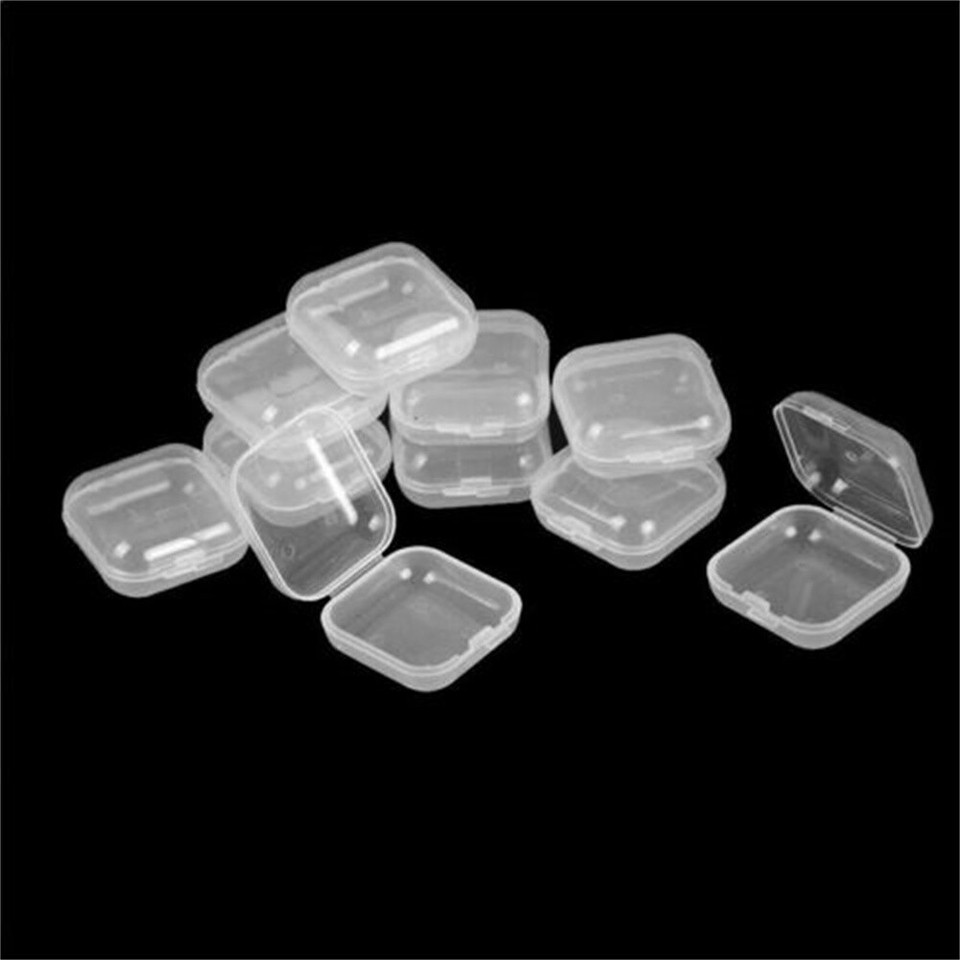 5Pcs Mini Clear Plastic Small Box Hook Jewelry Earplugs Storage