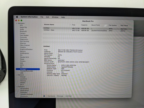 APPLE MACBOOK PRO A1989 2019 i7 2.8GHz 512GB 16GB - Grade C *Low Battery Health* - Picture 3 of 11