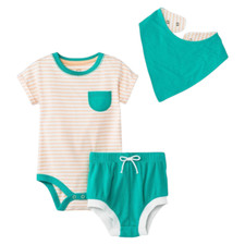 Cat  Jack Baby Girl Size 18M 3PC Outfit - Shirt, Brief Shorts, Bib - Mint Green