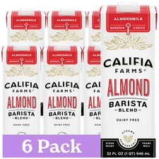 Califia Farms Almond Barista Blend Milk 32oz (6 Pack) – Dairy-Free, Vegan, Shelf