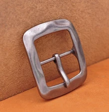Vintage Silver Square Center Bar Pin Buckle for Leathercraft Belt Fit 40mm Strap