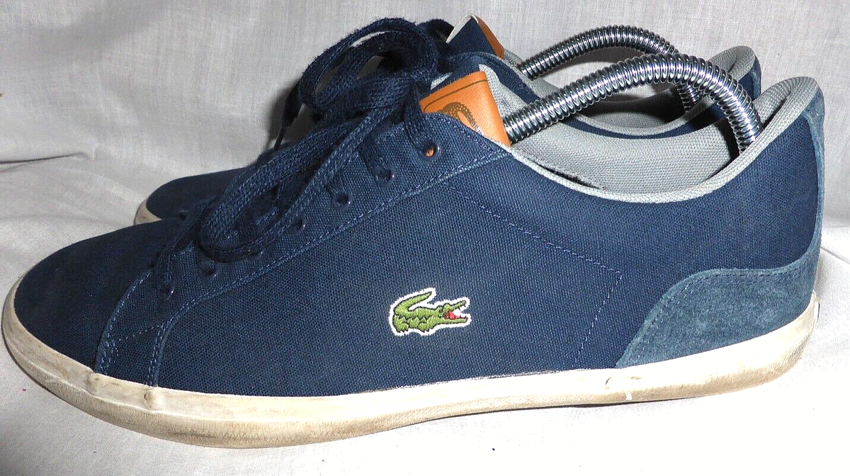 LACOSTE MEN BLUE CANVASS UP TRAINERS SIZE UK 10 EU US 11 VGC
