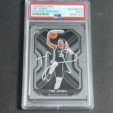2020-21 Panini Prizm #291 Tre Jones Signed Card AUTO PSA/DNA Slabbed RC Spurs