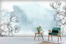 3D Hand Draw Floral Wallpaper Wall Mural Removable Self-adhesive Sticker7617