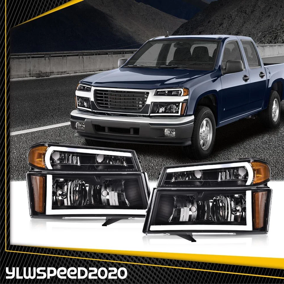 Faros LED DRL + luces de parachoques negras aptos para GMC Canyon/Chevy Colorado 04-12 Foto 2 de 4