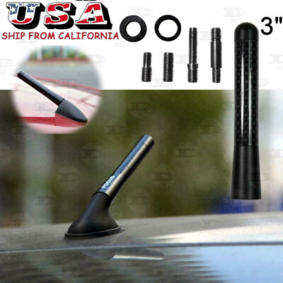 3'' Carbon Fiber Car Auto AM/FM Antenna Short Screw-in Aerial Mast Universal Fit