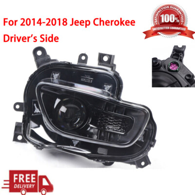 For 2014-2018 Jeep Cherokee Halogen Headlight Black Clear Projector Left Side