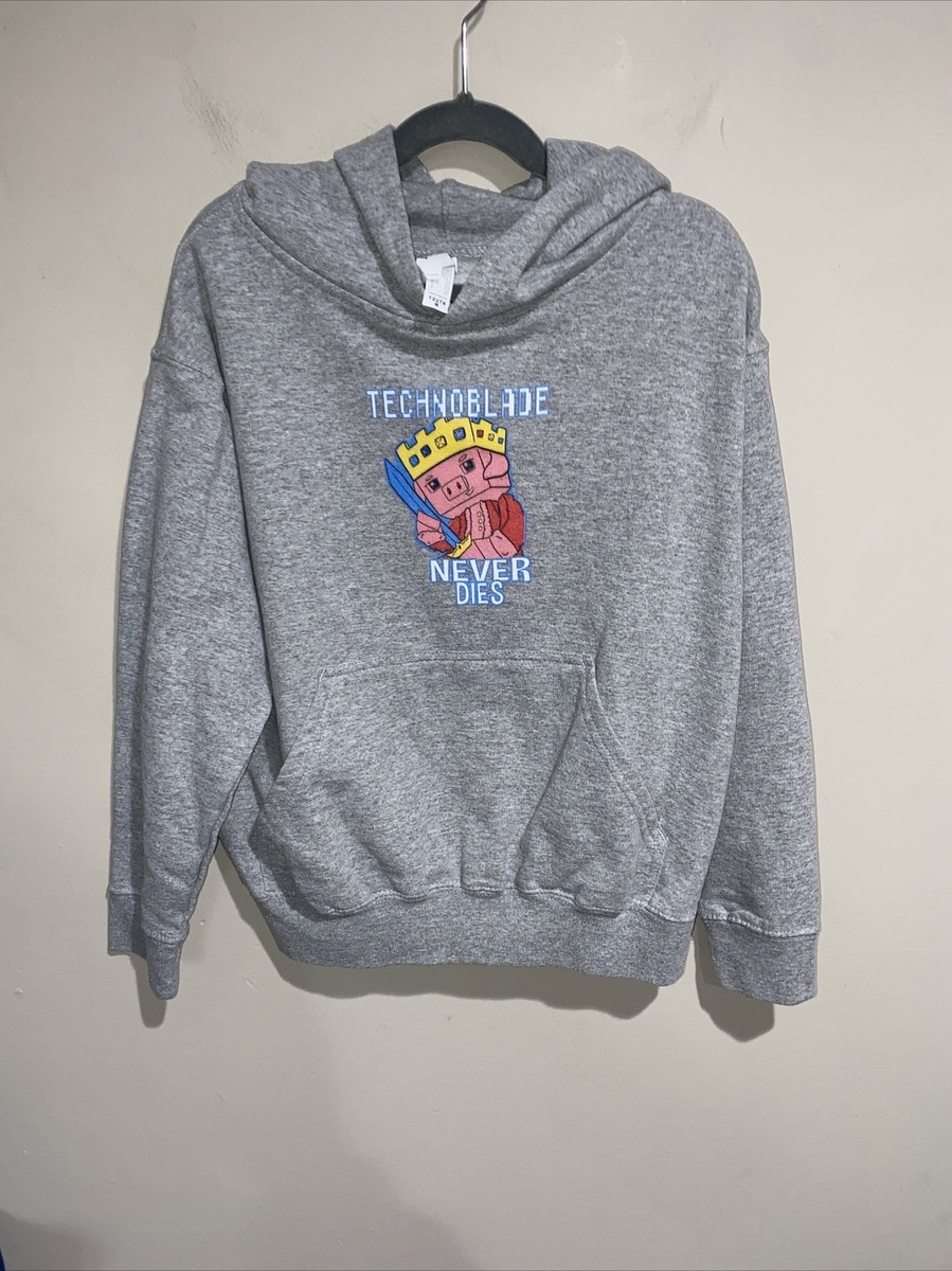 Technoblade Pig Technoblade Never Dies Kids' Hoodie Gray Sz Youth