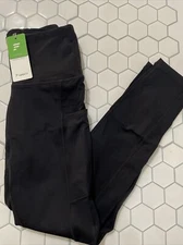 Letsfit High Waisted Crop Leggings With Outside Pocket Y01 Black Women’s Small