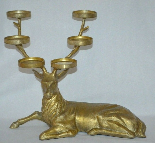 Pottery Barn Sitting Reindeer Deer Stag Multi Votive Candle Holder Lodge Winter eBay