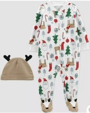 Just One You Carters 6 Month Holiday Outfit, Long Sleeve, hat, Sleep N Play NWT