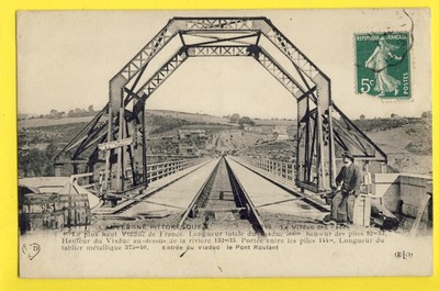 cpa FRANKREICH Auvergne Eingang zum Eisenbahnviadukt der FADES Kranbrücke Brücke
