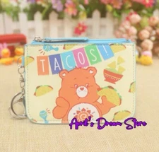 Care Bears Amigo Bear Tacos! ID Cardholder Coin Purse Keychain Wallet
