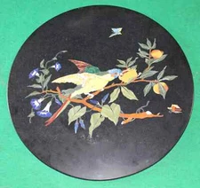 24" Black Marble coffee / patio Table Top Inlay  home decor art Work 