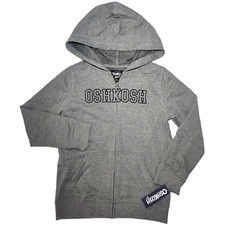 Oshkosh Gray Kids Sz 8 Hooded Jacket Hoodie Lightweight Soft Unisex NWT