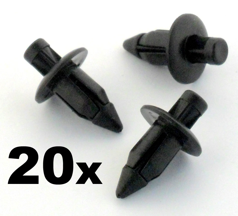 20x 6mm RIVET plastique carénage de moto bordure CLIPS- HONDA, YAMAHA,  SUZUKI