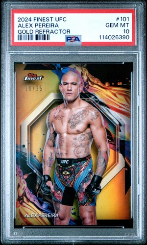 Alex Pereira [Gold Refractor] #101 2024 Topps Finest UFC card