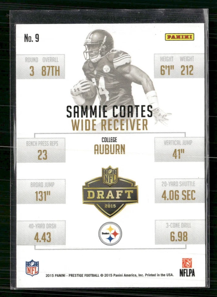 2015 Panini Prestige #9 Sammie Coates Draft Picks Hobby Rookie - Image 2 of 2