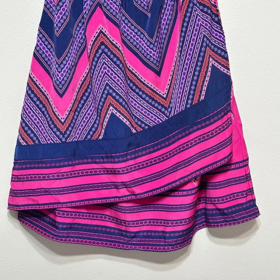 Express Y2K без бретелек мини платье женщин XS розовый фиолетовый шеврон выходные - Изображение 3 из 4