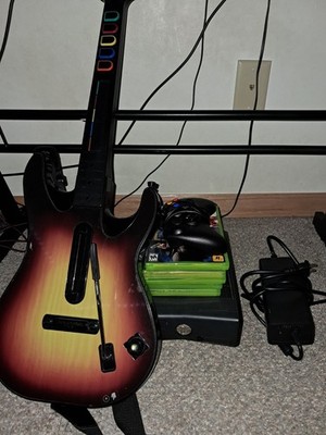 Xbox 360 Slim Black 250GB w/ and 5 Games! (Guitar Hero/RockBand Bundle)