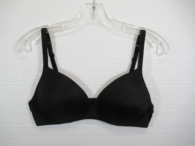 Warners Elements of Bliss T-Shirt Bra 36B Black Wireless Lift Satin 01298