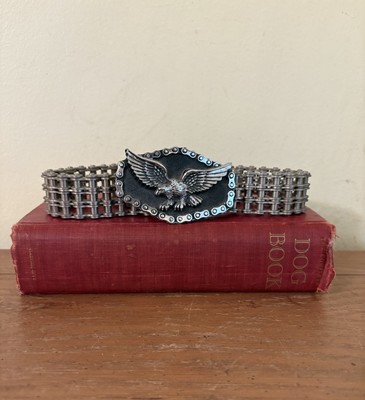 Vintage 80s Easy Rider Biker Rocker Style Motorcycle Chain Belt w Eagle Buckle