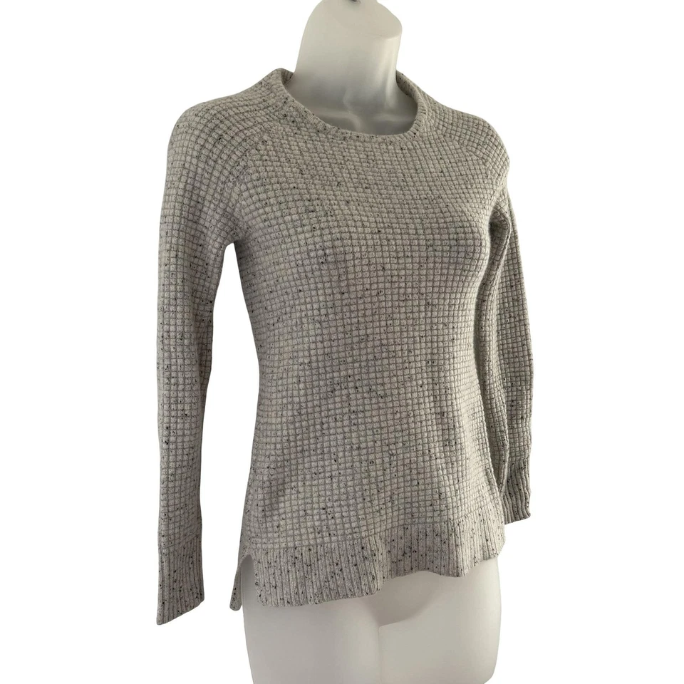Suéter Athleta Para Mujer XS Gris Mezcla Cachemira Tejido Waffle Raglán Cuello Redondo Suave Foto 4 de 4
