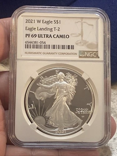 2021 W ~ NGC PF69 ULTRA CAMEO 1 OZ AMERICAN SILVER EAGLE (EAGLE LANDING TYPE 2)