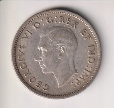 1939 KING GEORGE VI CANDIAN QUARTER 80% SILVER COIN