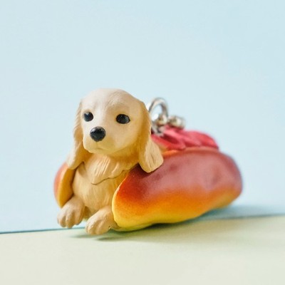 Hot Dog Dachshund Mini Figure Keychain Inupan 15 Dog Bread Bandai