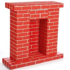Christmas Cardboard Fireplace 35.5 x 29 x 8 Inch Fake Corrugated Brick Firepl...