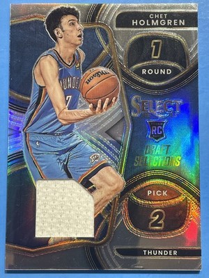 2022-23 Panini Select Chet Holmgren RC Draft Selections Prizm Patch Thunder