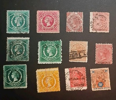 New South Wales Lot Of 12 Queen Victoria-overprints EFO