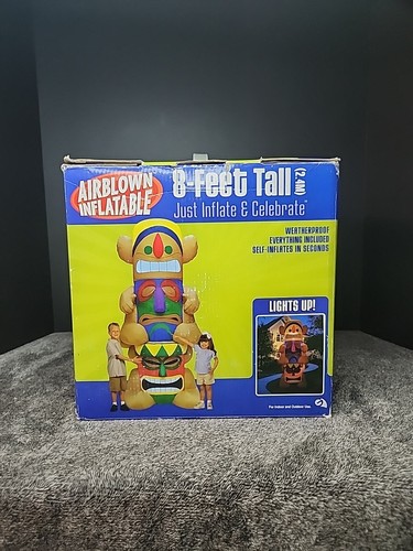 Gemmy Airblown Inflatable Lighted Totem Pole Tiki Luau Party Summer Huge 8 FT - Picture 2 of 11