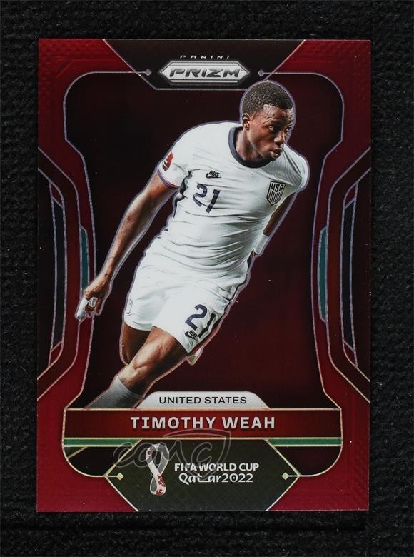 2022 Panini Prizm World Cup Qatar Maroon Prizm 21/22 Timothy Weah #207 1d59
