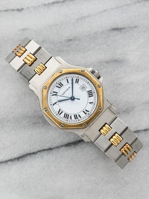 Vintage Cartier Santos Octagon 2965 Two-Tone Automatic White Roman