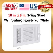 10 in. x 6 in. 3-Way Steel Wall/Ceiling Registered, White