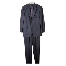 Brooks Brothers 346 Pinstripe Suit 40R W35 L31 Charcoal Gray Wool Stretch office