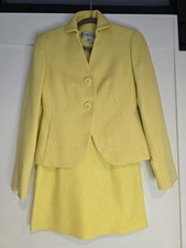 Vintage Carlisle Bright Yellow Two Piece Skirt Blazer Suit Size 0 XS 100 Silk