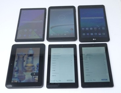 Lot of 6 Working Cracked Android Tablets - TCL Tab 8 LE / LG G Pad F2 8.0