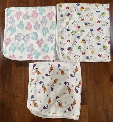 Vintage Baby Receiving Blankets Carter's and Winnie Pooh 1990's Set of 3