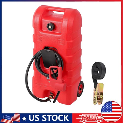 #ad 15 Gallon Fuel Caddy Portable Gas Storage Tank Container with Hand Pump W Wheel $102.99