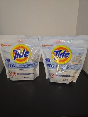 Tide Pods Laundry Detergent 2-Pack Unscented Free and Gentle 32 Count Total New