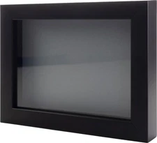 Black 16x20 Wood Shadow Box With Grey Acid-Free Backing 11/16 Usable Depth