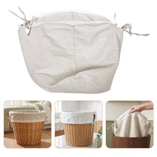 White Reusable Laundry Basket Fabric Liner for Round Wicker Basket Hamper